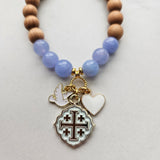 Quatrafoil Jerusalem Cross Faith, Hope & Love Stretch Essential Oil Diffuser Bracelet