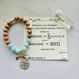 Quatrafoil Matthew 10:16 Jerusalem Cross Stretch Essential Oil Diffuser Bracelet