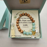 Quatrafoil Jerusalem Cross Faith, Hope & Love Stretch Essential Oil Diffuser Bracelet