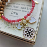 Quatrafoil Jerusalem Cross Faith, Hope & Love Wrap Essential Oil Diffuser Bracelet