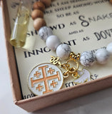 Matthew 10:16 Jerusalem Cross Stretch Essential Oil Diffuser Bracelet