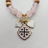 Quatrafoil Jerusalem Cross Faith, Hope & Love Stretch Essential Oil Diffuser Bracelet