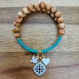 Quatrafoil Jerusalem Cross Faith, Hope & Love Wrap Essential Oil Diffuser Bracelet