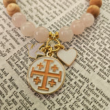 Jerusalem Cross Faith, Hope & Love Stretch Essential Oil Diffuser Bracelet