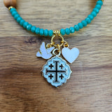 Quatrafoil Jerusalem Cross Faith, Hope & Love Wrap Essential Oil Diffuser Bracelet