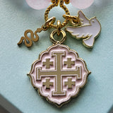 Quatrafoil Matthew 10:16 Jerusalem Cross Stretch Essential Oil Diffuser Bracelet