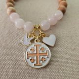 Jerusalem Cross Faith, Hope & Love Stretch Essential Oil Diffuser Bracelet
