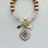Quatrafoil Matthew 10:16 Jerusalem Cross Stretch Essential Oil Diffuser Bracelet