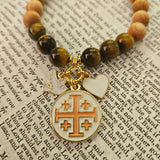 Jerusalem Cross Faith, Hope & Love Stretch Essential Oil Diffuser Bracelet