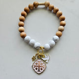 Quatrafoil Matthew 10:16 Jerusalem Cross Stretch Essential Oil Diffuser Bracelet