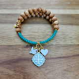 Quatrafoil Jerusalem Cross Faith, Hope & Love Wrap Essential Oil Diffuser Bracelet