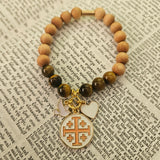 Jerusalem Cross Faith, Hope & Love Stretch Essential Oil Diffuser Bracelet