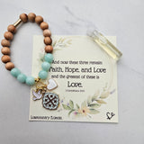 Quatrafoil Jerusalem Cross Faith, Hope & Love Stretch Essential Oil Diffuser Bracelet