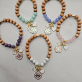 Quatrafoil Jerusalem Cross Faith, Hope & Love Stretch Essential Oil Diffuser Bracelet