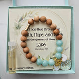 Quatrafoil Jerusalem Cross Faith, Hope & Love Stretch Essential Oil Diffuser Bracelet