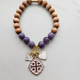 Quatrafoil Jerusalem Cross Faith, Hope & Love Stretch Essential Oil Diffuser Bracelet