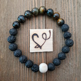 Tiger's Eye and Lava Gemstone Essential Oil Diffuser Bracelet-- FREE SHIPPING
