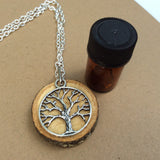 Silver Tree of Life Essential Oil Diffuser Necklace -- FREE SHIPPING