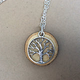 Silver Tree of Life Essential Oil Diffuser Necklace -- FREE SHIPPING