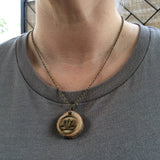 Brass Lotus Essential Oil Diffuser Necklace Made with Untreated Wood -- FREE SHIPPING
