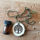 Brass Tree of Life Essential Oil Diffuser Necklace -- FREE SHIPPING